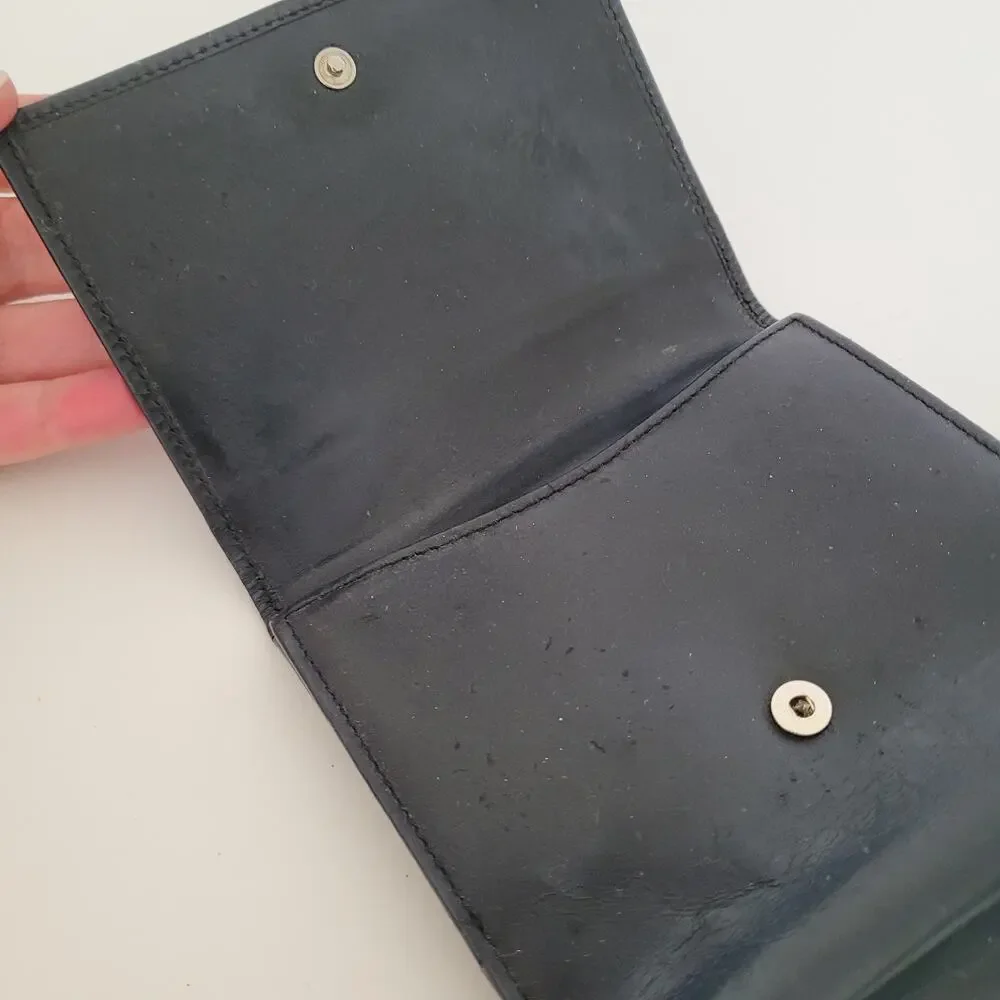 GUCCI G‎ Logo Leather Card Bil Wallet Medium 90s Bifold Black Vintage Tom Ford